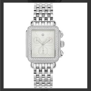 ✨MICHELE Stainless Diamond Watch Art Deco Blanc 120 diamonds (0.6 carat) ✨RARE✨